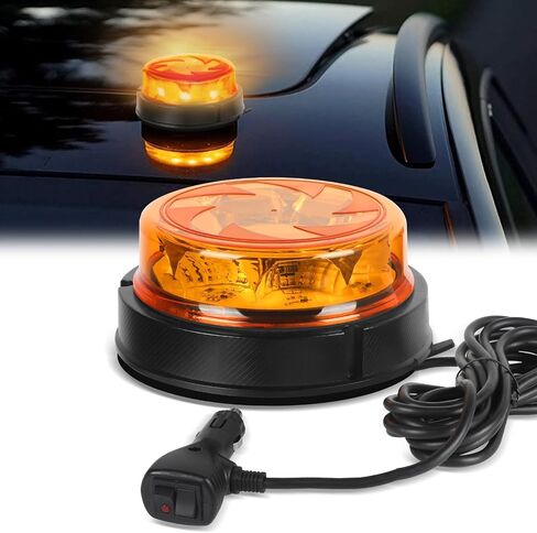 LED Amber Warning Beacon Light, 16LEDs 12/24V Orange Blinking Lamp 4 Flash & 2 Rotating Patterns for Agricultural Machines, Commercial Vehicle, School Bus, Tractor Excavators Truck in Saudi Arabia