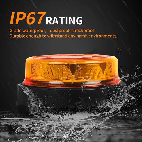 LED Amber Warning Beacon Light, 16LEDs 12/24V Orange Blinking Lamp 4 Flash & 2 Rotating Patterns for Agricultural Machines, Commercial Vehicle, School Bus, Tractor Excavators Truck in Saudi Arabia