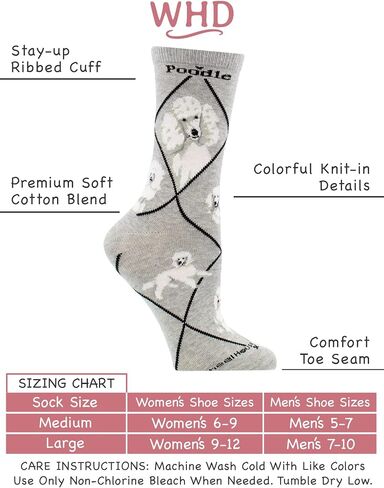 White Poodle Socks and Black Poodle Socks for Women Gift for Dog Lovers in Kuwait