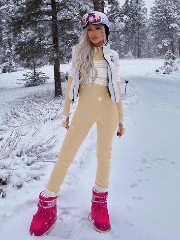 Yousify المرأة حللا تجريب مضلع كم طويل الرمز البريدي الأمامي الرياضة التزلج السروال القصير مع فتحة الإبهام S-2XL in Kuwait