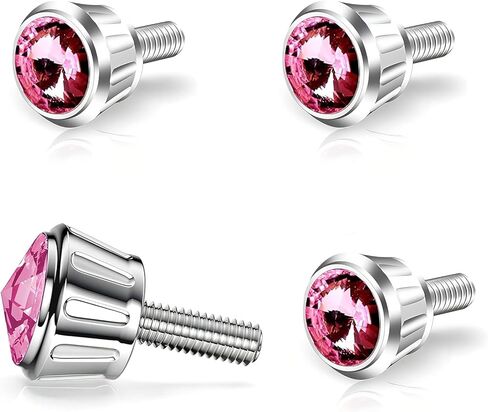 4-Piece Car License Plate Bolt Fixing Kit, Rhinestone License Plate Frame Aluminum Screws, Rust-Proof Fastener Accessories, Universal for Most Cars (Blue) in Kuwait