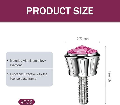 4-Piece Car License Plate Bolt Fixing Kit, Rhinestone License Plate Frame Aluminum Screws, Rust-Proof Fastener Accessories, Universal for Most Cars (Blue) in Kuwait