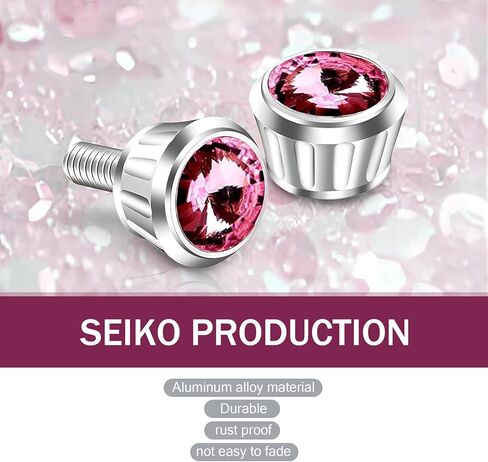 4-Piece Car License Plate Bolt Fixing Kit, Rhinestone License Plate Frame Aluminum Screws, Rust-Proof Fastener Accessories, Universal for Most Cars (Blue) in Kuwait