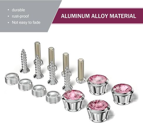 4-Piece Car License Plate Bolt Fixing Kit, Rhinestone License Plate Frame Aluminum Screws, Rust-Proof Fastener Accessories, Universal for Most Cars (Blue) in Kuwait