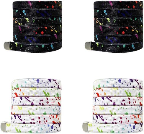 2 Pairs Elastic Shoe Laces,Colored No Tie Elastic Shoelaces Adults and Kids，Flat Shoelace Tieless in Saudi Arabia