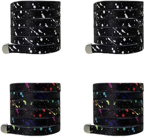 2 Pairs Elastic Shoe Laces,Colored No Tie Elastic Shoelaces Adults and Kids，Flat Shoelace Tieless in Saudi Arabia