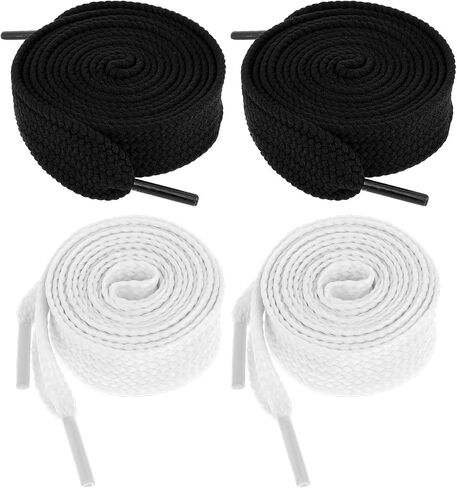 4 Pairs Flat Shoelaces for Sneakers Wide Jumbo Shoe Laces 55''Length Replacement Lace for Athletic Running Sneakers Shoes Boot Strings Adults in Saudi Arabia
