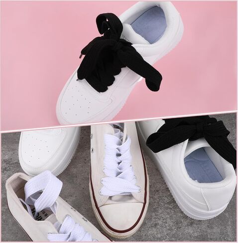 4 Pairs Flat Shoelaces for Sneakers Wide Jumbo Shoe Laces 55''Length Replacement Lace for Athletic Running Sneakers Shoes Boot Strings Adults in Saudi Arabia