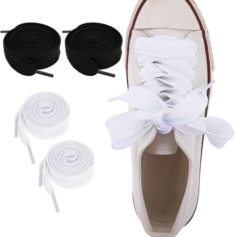 4 Pairs Flat Shoelaces for Sneakers Wide Jumbo Shoe Laces 55''Length Replacement Lace for Athletic Running Sneakers Shoes Boot Strings Adults in Saudi Arabia