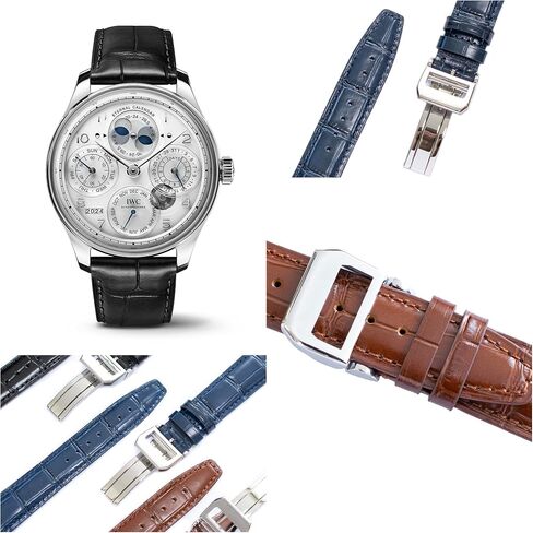 Crocodile Leather Straps For IWC Portuguese Watches, Croco Watch Band With Deployment Clasp For IWC Portofino Watches in Saudi Arabia