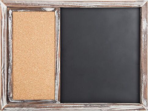 MyGift Wall Mounted Magnetic Chalkboard & Sliding Cork Board Home Family Command Center with Torched Wood Frame, Hanging Study Wall Board, Dorm Room Student Organizer in Saudi Arabia