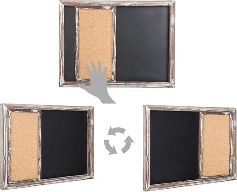 MyGift Wall Mounted Magnetic Chalkboard & Sliding Cork Board Home Family Command Center with Torched Wood Frame, Hanging Study Wall Board, Dorm Room Student Organizer in Saudi Arabia