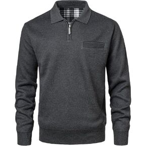 Mens Quarter-Zip Fleece Pullover Sweatshirts Casual Long Sleeve Winter Warm Sweatshirt with Pocket