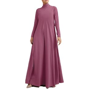 Melliflo Women's Long Sleeve Maxi Dress 2024 Fall High Neck Dress Casual Flowy Tshirt Dress with Pockets