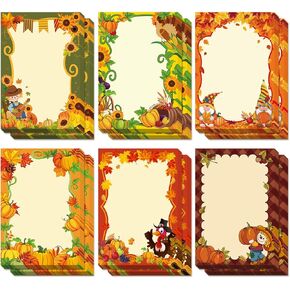 AnyDesign Fall Sticky Notes Colorful Autumn Scarecrow Pumpkin Pattern Self Adhesive Notepads Cute Thanksgiving Memo Pad Message Reminder for Annotating Books School Home Office Supplies, 12 Packs