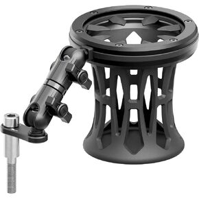 حامل مشروبات Tackform - يناسب الزجاجات/العلب التي يصل قطرها إلى 3.25 بوصة | حاوية معدنية بشبكة مطاطية | حامل الناهض - M10 Bolt | متوافق مع CAN-AM Spyder F3، RS، ST، RT (سنوات مختلفة) | ذراع 3.5 بوصة in Kuwait