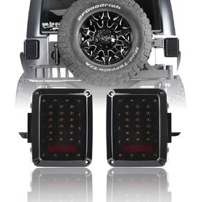 JK Wrangler Smoke Tail Lights Assembly w/Brake Light & Turn Signal Reverse Lamp for 2007-2018 Jeep Wrangler JK & Unlimited