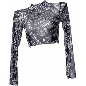 Emily the Strange Women's Long Sleeves Print Beach Rash Guard Shirt Cover Up Top