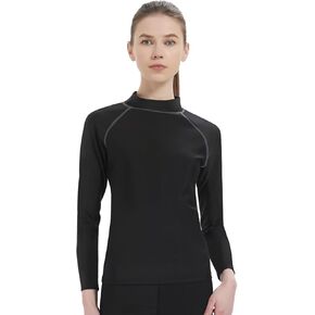 Women’s Rash Guard UPF 50+ Mock Turtleneck Swim Shirts Long Sleeve Quick Dry Lightweight Underwear for Women