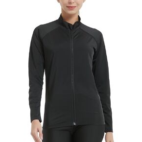 Women's Rash Guard Zip Up Long Sleeve Swim Shirt UV Sun Protection Shirts Quick Dry Surfing Fishing Water Shirts