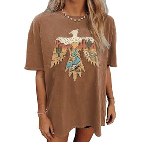 Wild West Cowboy T Shirt Women Vintage Rodeo Shirts Cowboy Graphic Tee Oversized Country Music Short Sleeve Tops