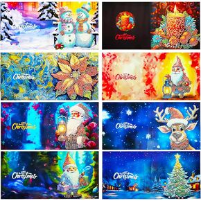 SUUYOO 12 Pack Christmas Painting Kits, 5d Diamond Greeting Card, DIY Christmas Card kit, Gem Art Christmas Ornaments for Adults Beginners Holiday Gift