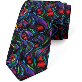 Lunarable Men's Tie, Shadowy Stained Glass, Necktie, 3.7", Multicolor