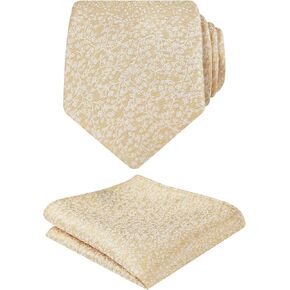 Alizeal Mens 3.15inches Light Color Rustic Tie with Flower Printed Handkerchief
