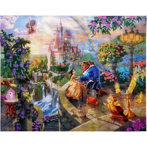 RoseArt Disney Dreams Thomas Kinkade Diamond Art Painting Kits - Tangled Rapunzel Lantern Scene- DIY Diamond Jewel by Number Art 20" x 16" Horizontal Canvas with Wooden Display Hanger
