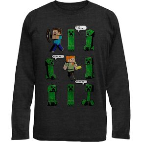 Minecraft Boys' Creeper Speech Bubbles Long Sleeve T-Shirt