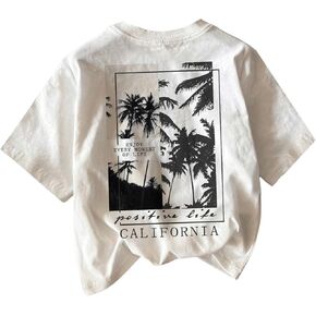 SweatyRocks Boy's Letter Graphic Tees Short Sleeve Crew Neck Summer T Shirts
