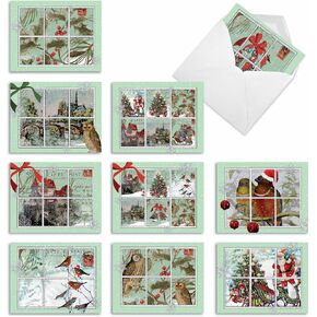 The Best Card Company - 10 بطاقات ملاحظات فارغة لعيد الميلاد المجيد (4 × 5.12 بوصة) - بطاقات ملاحظات للعطلات في صندوق مع مغلفات - عيد الميلاد الأزرق M6700XSB in Kuwait