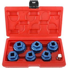 مجموعة أدوات مفتاح ربط غطاء فلتر الزيت شديدة التحمل مكونة من 7 قطع تتضمن 6 قطع مقبس 24 مم، 27 مم، 30 مم، 32.5 مم، 36 مم، 38 مم ومحول قطعة واحدة متوافق مع مرسيدس بنز، مناسب لشركة فولكس فاجن، مناسب لسيارات BMW in Kuwait