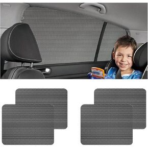 Kewucn 4PCS Car Side Window Sunshade, Static Cling Auto Shade Sticker for Sun Glare Heat UV Rays Protection, Washable & Reusable Vehicle Window Baby Privacy Film, Car Accessories