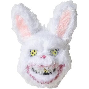 Easter Bunny Mask, Scream Mask, Cosplay Animal Masks, Bloody Plush Rabbit Mask Bloody Bear Headgear Performance Props Easter Halloween Horror Mask (Bunny)