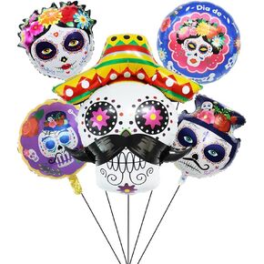 Day of the dead party balloons,sugar skull foil balloons for Mexico Dia De Los Muertos party decoration/Halloween Fiesta party supplies balloons