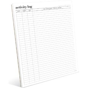 Activity Log Notepad 11x8,5 - Organize and Track Tasks, Appointments, Contacts, Records - Premium Thick Paper - Letter Size - 50 Sheets -Hard Cardboard Back Stand - To Do List Notepad for Work, Daily