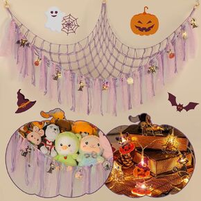 YELIENM Stuffed Animals Net or Hammock with LED Light, 59 inch Toy Hammock Net for Stuffed Animals Corner Hanging Stuffed Animal Storage Stuffed Animal Holder for Nursery Kids Bedroom (Pink)…
