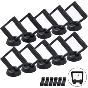 LZYMSZ Set of 10 pcs Transparent 3D Floating Frame Display Stands Holder Suspension Frame for Challenge Coins, AA Medallions, Antique, Jewelry, Gift(2.7 x 2.7 x 0.8 Inches)
