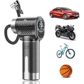 Tire Inflator Portable Air Compressor, 150PSI Portable Air Pump for Car Tires, Cordless Tire Inflator with Digital Pressure Gauge, Black and Grey