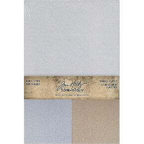 Tim Holtz - Advantus Idea-Ology Kraft-Stock Cardstock Pad 6"X9" 18/Pkg-Sparkle Classic Art Craft, Golden,Silver