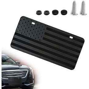 American Flag License Plate, 3D Metal Embossed License Plate with Screws Caps Installation Accessories, Custom Novelty Vintage License Plate 6 x 12 inch - Black