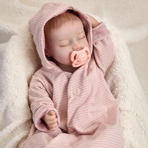 Reborn Baby Dolls 17 inches Realistic Baby Doll Playset with Pacifier and Accessories, Lifelike Soft Body and Poseable Baby Doll Girl Playset, Ideal Gift for Kids Age 3+