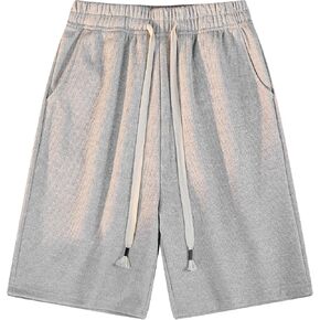 Pursky Men's Shorts Casual Elastic Waist Shorts Flat Front Short Athletic Pants with Pockets