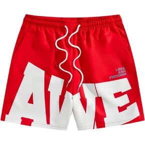 SOLY HUX Men's Letter Print Shorts Drawstring Elastic Waist Summer Casual Shorts with Pockets