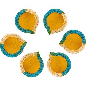 12 pcs Handmade Clay Diya for Diwali, | Traditional Homemade Diyas Tealight | Indian Oil Lamp | Diwali Decorations for Home | Terracotta Diyas | Diwali Gifts with Cotton Wicks (Plain Diya)