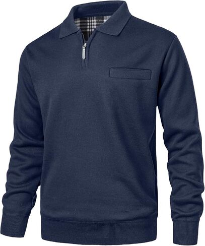 Mens Quarter-Zip Fleece Pullover Sweatshirts Casual Long Sleeve Winter Warm Sweatshirt with Pocket in Saudi Arabia