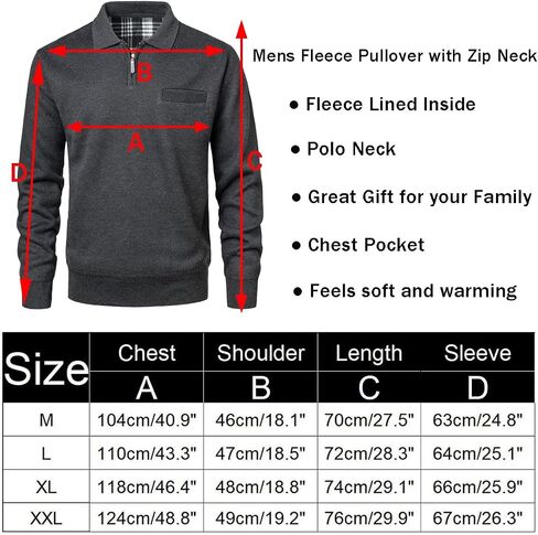 Mens Quarter-Zip Fleece Pullover Sweatshirts Casual Long Sleeve Winter Warm Sweatshirt with Pocket in Saudi Arabia