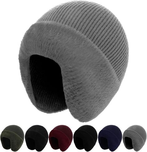 MEJORMEN M/L/XL/XXL Mens Winter Beanie with Earflap Women Warm Thermal Fleece Knitted Hat Stocking Caps Skull Cap for Outdoor in Saudi Arabia