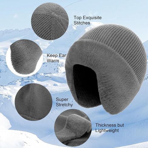 MEJORMEN M/L/XL/XXL Mens Winter Beanie with Earflap Women Warm Thermal Fleece Knitted Hat Stocking Caps Skull Cap for Outdoor in Saudi Arabia